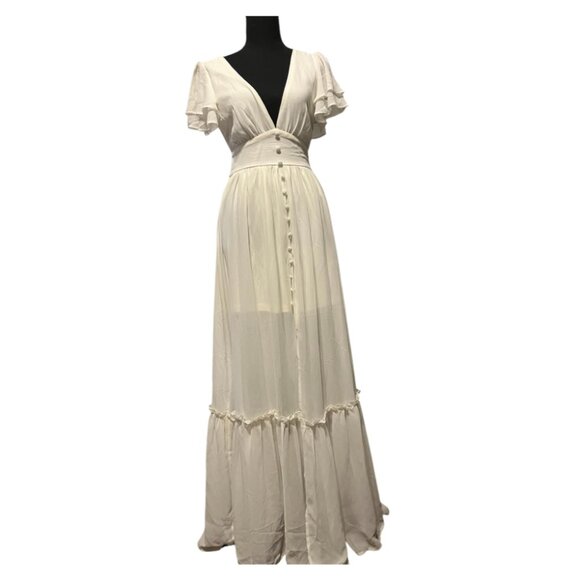Windsor Summer Daydream Ivory Ruffled Chiffon Maxi Dress (NWT) - Picture 5 of 10